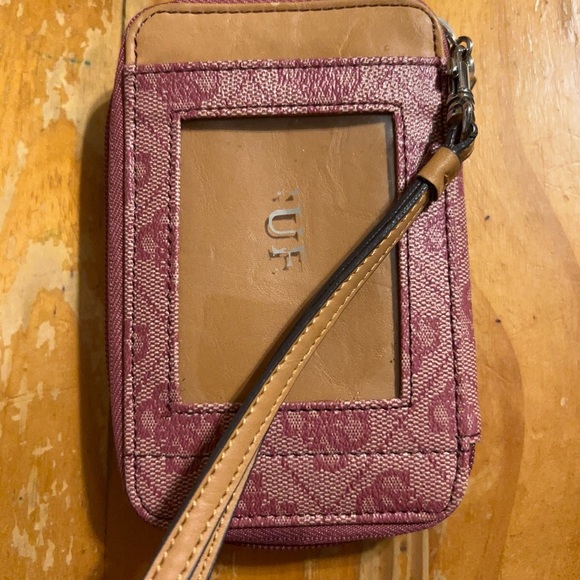Guess Pink and Tan Logo Removable Leather Wristlet - Picture 5 of 8